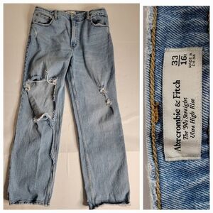 Abercrombie and fitch Jeans Sz 33 The 90's Straight Ultra High Rise Distressed